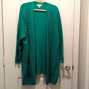 Green Open Front Cardigan